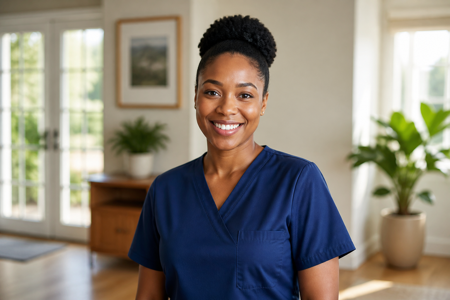 Professional home healthcare worker in uniform